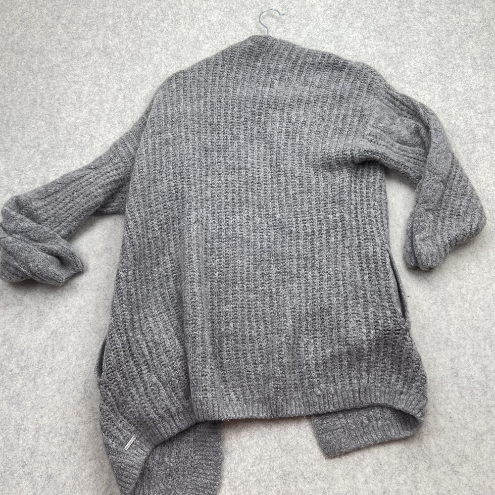 Abercrombie & Fitch Sweater Womens Large Gray Open Front Cable Knit Cardigan - Picture 9 of 12